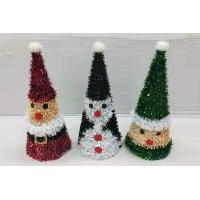 ASSORTMENT OF 3 X 30CM CHRISTMAS TINSEL TABLE DECO